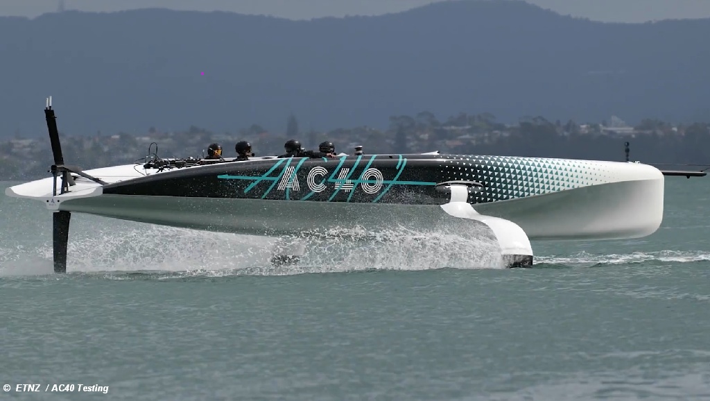 hydrogen-powered foiling chase boat by ETNZ takes flight in america's cup