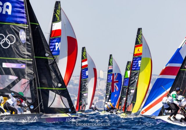 2024 Olympic Sailing 49er Fleet Downwind