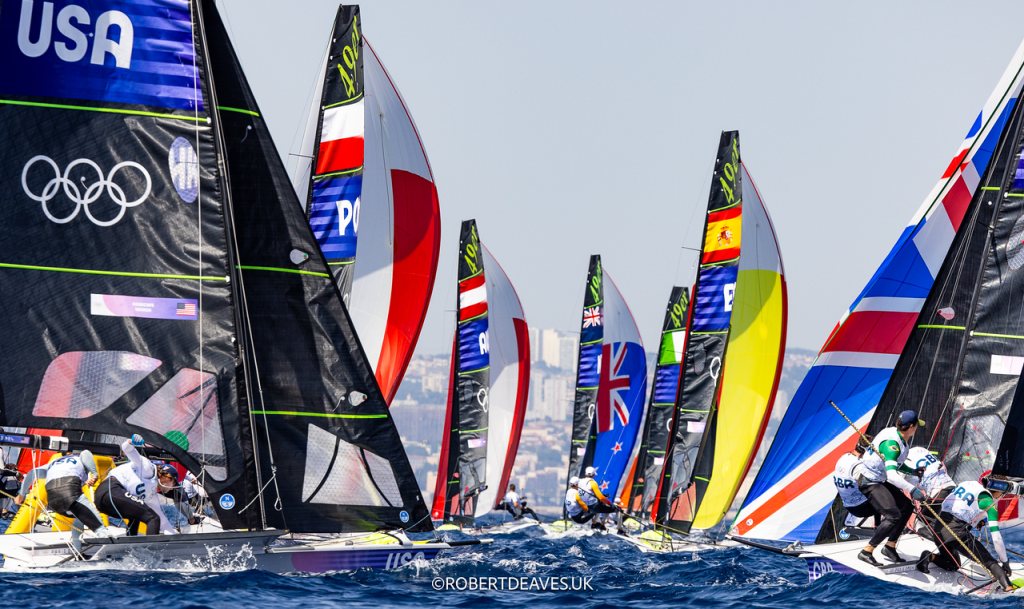 2024 Olympic Sailing 49er Fleet Downwind