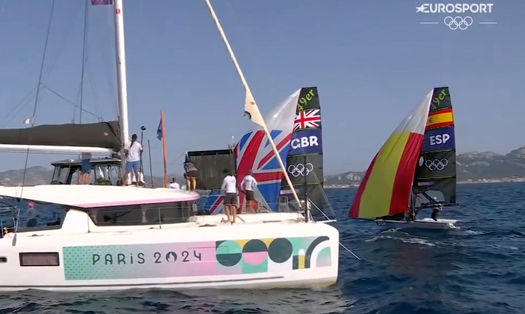 Olympic Sailing 49er Race 9 GBR and ESP