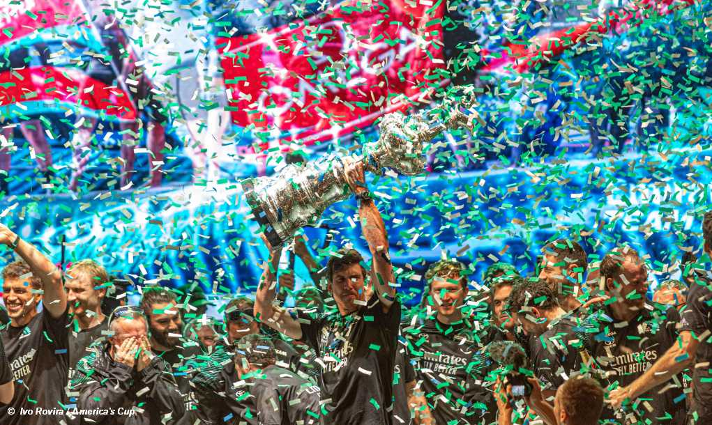 37th America’s Cup Emirates Team New Zealand celebrate with future of